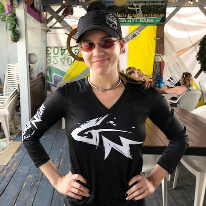 Performance Activewear - Women's Shark Logo Long Sleeve Performance V-Neck