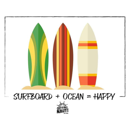 T-Shirts - Surfboard + Ocean = Happy - Cotton T-Shirt